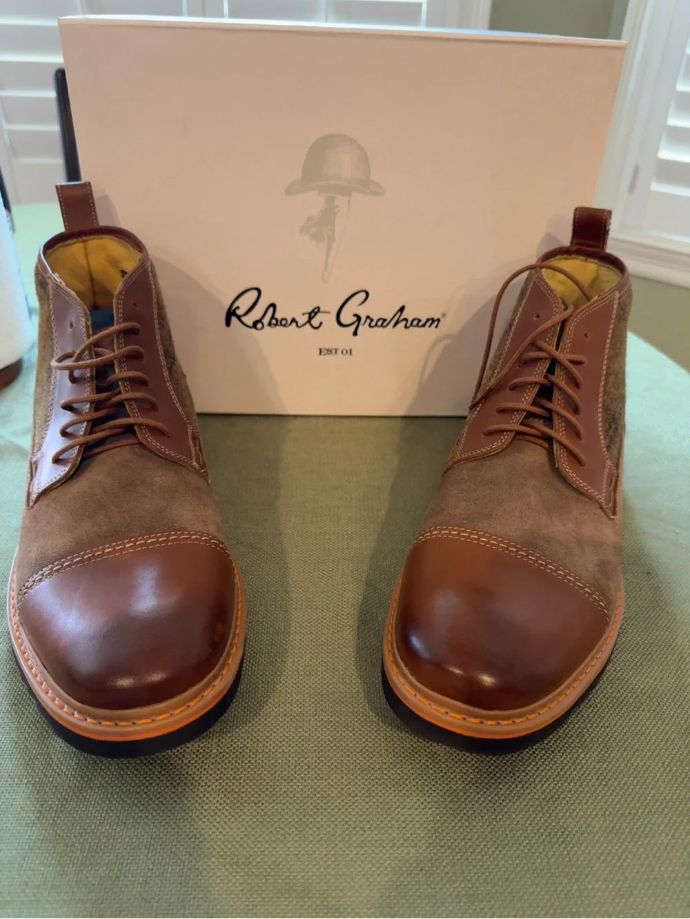 Robert Graham Bedford Chukka Boots 11.5 D Brown Multi Leather Suede Wool
